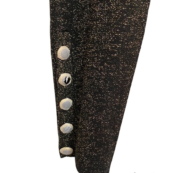 NEW Veronica Beard Sharon Black And Gold Metallic BodyCon Crewneck Sweater Dress - Picture 7 of 15